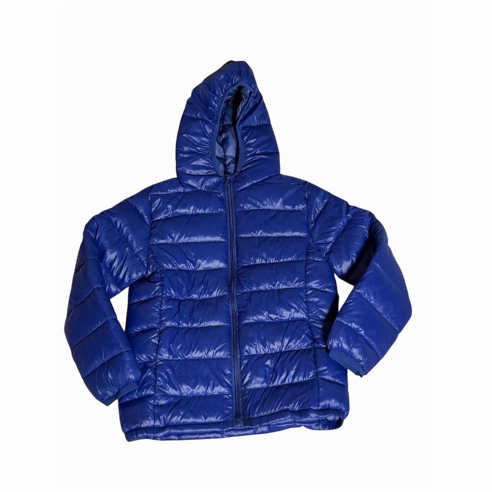 Blue Hooded Puffer Jacket Size S Winter Quilted - Picture 9 of 13